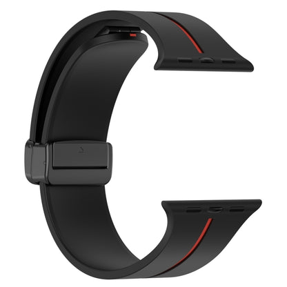 Two Color Folding Buckle Silicone Watch Band For Apple Watch Ultra 2 49mm(Black+Red) by bashfashion