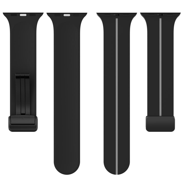 Two Color Folding Buckle Silicone Watch Band For Apple Watch Ultra 2 49mm(Black+Grey) by bashfashion