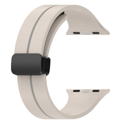 Two Color Folding Buckle Silicone Watch Band For Apple Watch Ultra 2 49mm(Starlight+Grey) by bashfashion