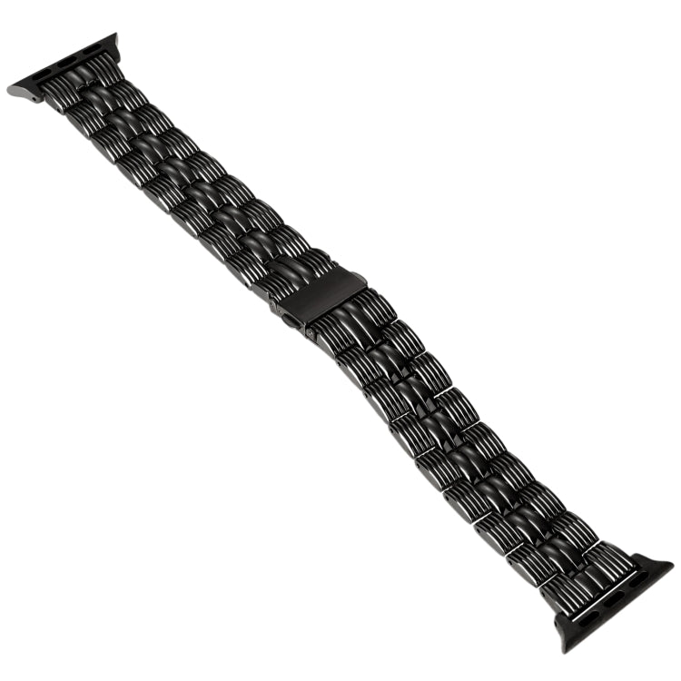 3-Beads Stripe Metal Watch Band For Apple Watch SE 2022 44mm(Black) by bashfashion