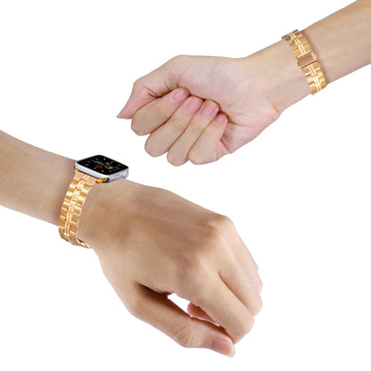 3-Beads Stripe Metal Watch Band For Apple Watch 5 44mm(Gold) by bashfashion