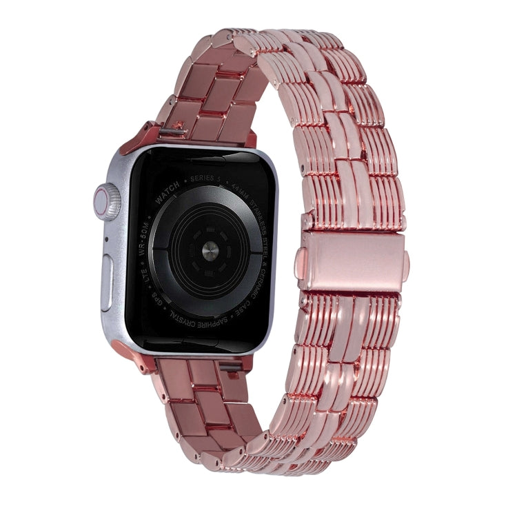 3-Beads Stripe Metal Watch Band For Apple Watch Ultra 2 49mm(Rose Pink) by bashfashion