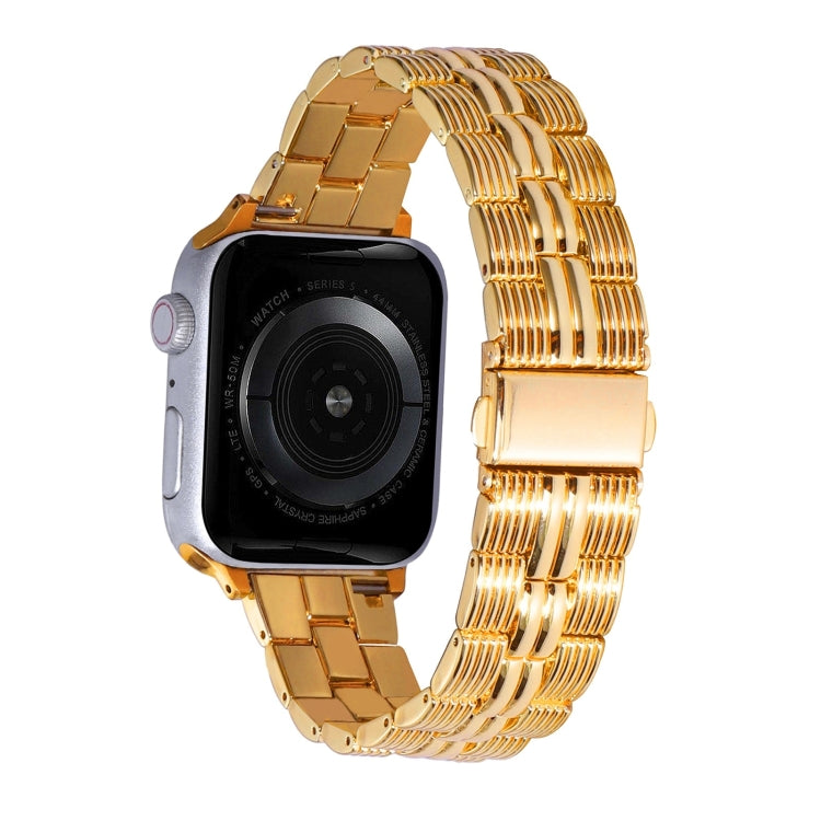 3-Beads Stripe Metal Watch Band For Apple Watch 9 41mm(Gold) by bashfashion