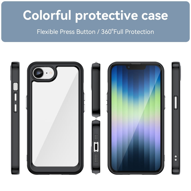 For iPhone 16e Colorful Series Acrylic + TPU Phone Case(Black) by bashfashion