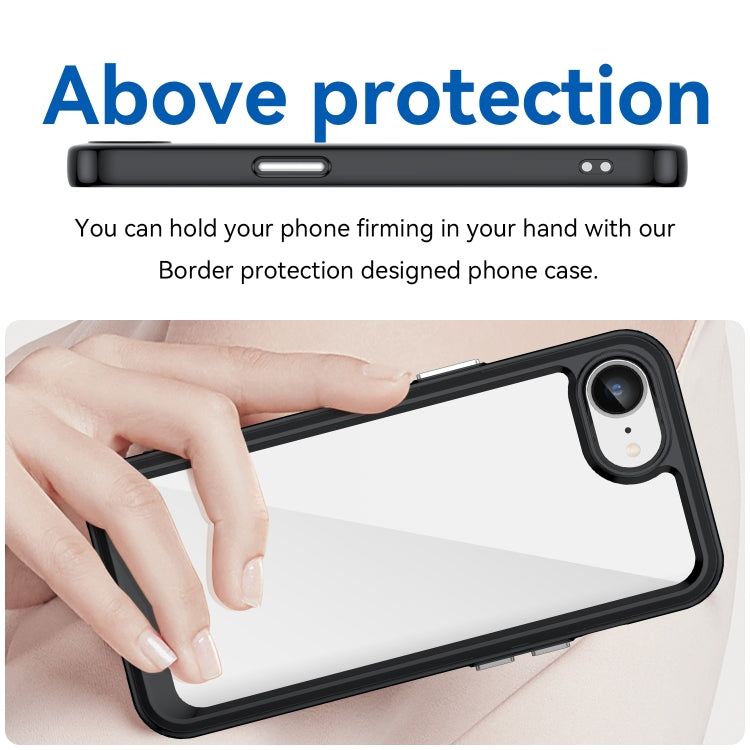 For iPhone 16e Colorful Series Acrylic + TPU Phone Case(Black) by bashfashion