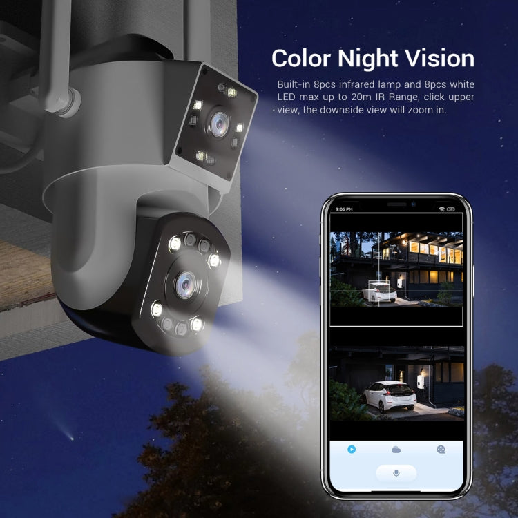 ESCAM PT210 2x3MP Dual Lens Dual Screen Monitor WiFi Camera Support Two-way Voice & Motion Detection & Cloud Storage(US Plug) by ESCAM