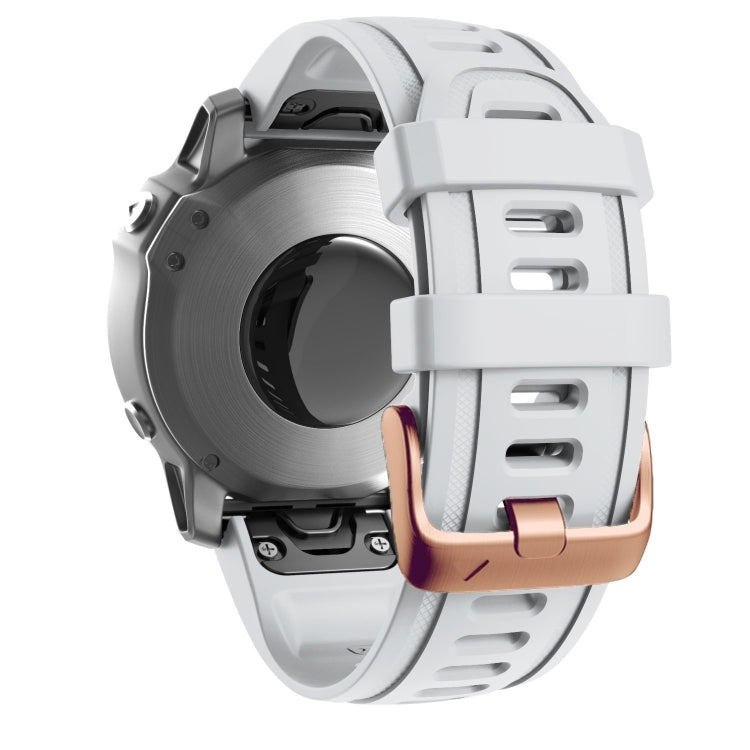 For Garmin Fenix 7S / 6S Pro / 5S Plus 20mm Rose Gold Buckle Silicone Watch Band(White) by bashfashion