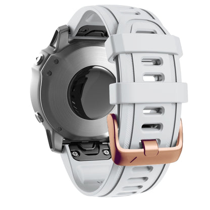 For Garmin Fenix 7S / 6S Pro / 5S Plus 20mm Rose Gold Buckle Silicone Watch Band(White) by bashfashion