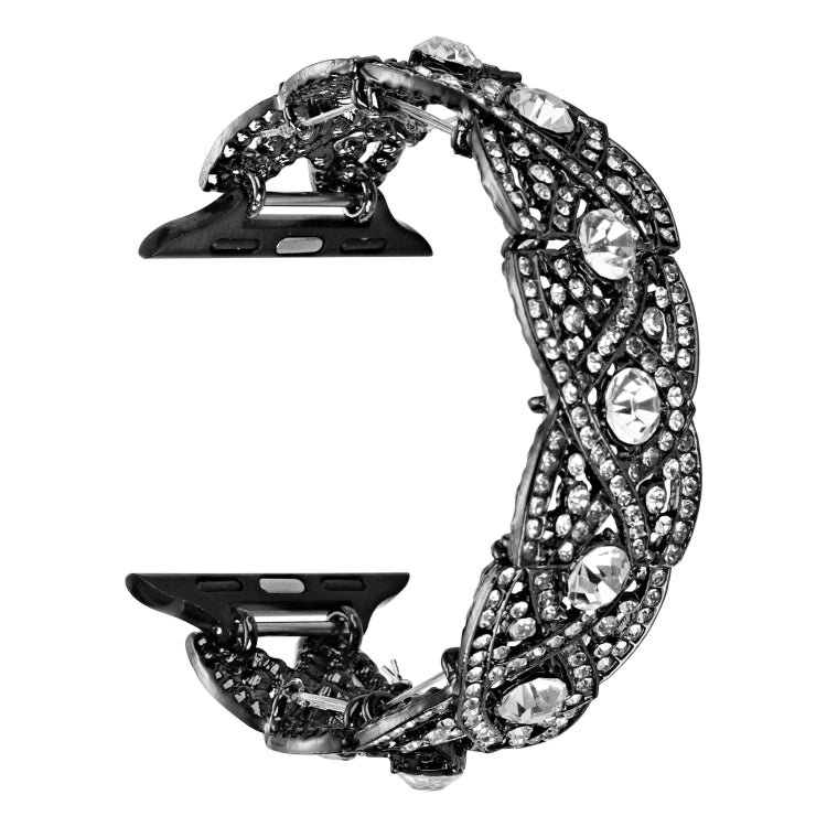 Diamonds Twist Metal Watch Band For Apple Watch 8 45mm(Black) by bashfashion