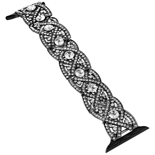 Diamonds Twist Metal Watch Band For Apple Watch 8 45mm(Black) by bashfashion