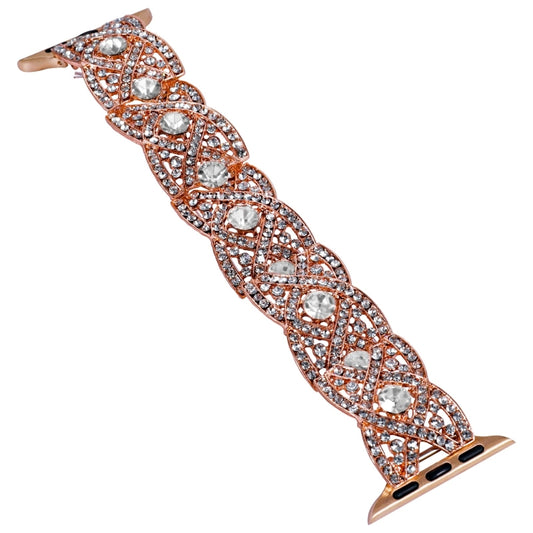 Diamonds Twist Metal Watch Band For Apple Watch SE 2023 40mm(Rose Gold White) by bashfashion