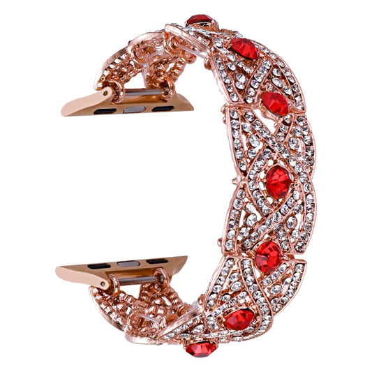 Diamonds Twist Metal Watch Band For Apple Watch 9 41mm(Rose Gold Red) by bashfashion