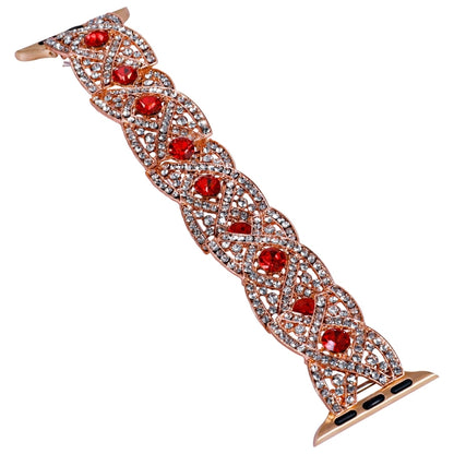 Diamonds Twist Metal Watch Band For Apple Watch 9 41mm(Rose Gold Red) by bashfashion