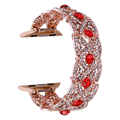 Diamonds Twist Metal Watch Band For Apple Watch Series 10 46mm(Rose Gold Red) by bashfashion
