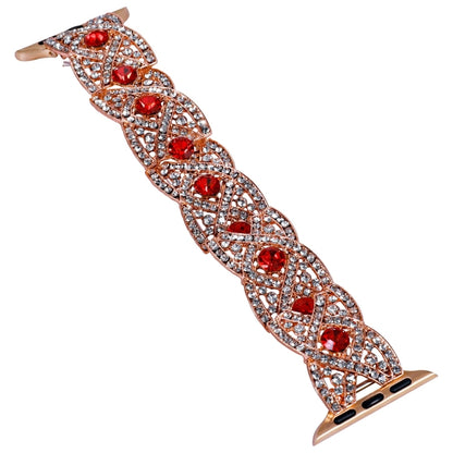 Diamonds Twist Metal Watch Band For Apple Watch Series 10 46mm(Rose Gold Red) by bashfashion