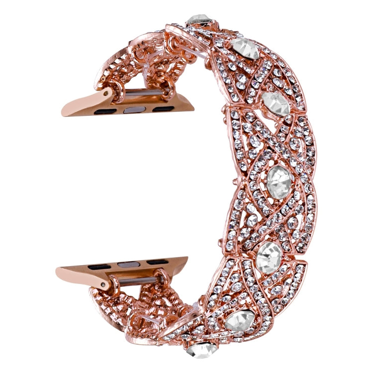 Diamonds Twist Metal Watch Band For Apple Watch Series 10 46mm(Rose Gold White) by bashfashion