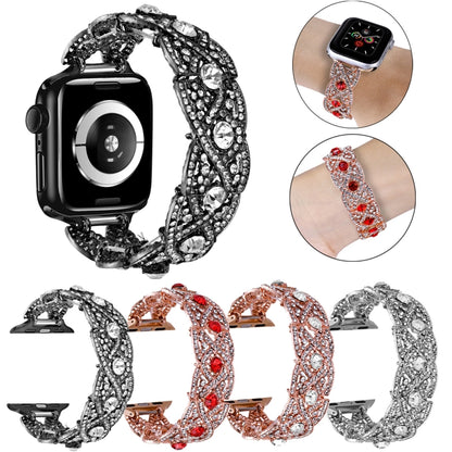 Diamonds Twist Metal Watch Band For Apple Watch SE 2023 44mm(Black) by bashfashion