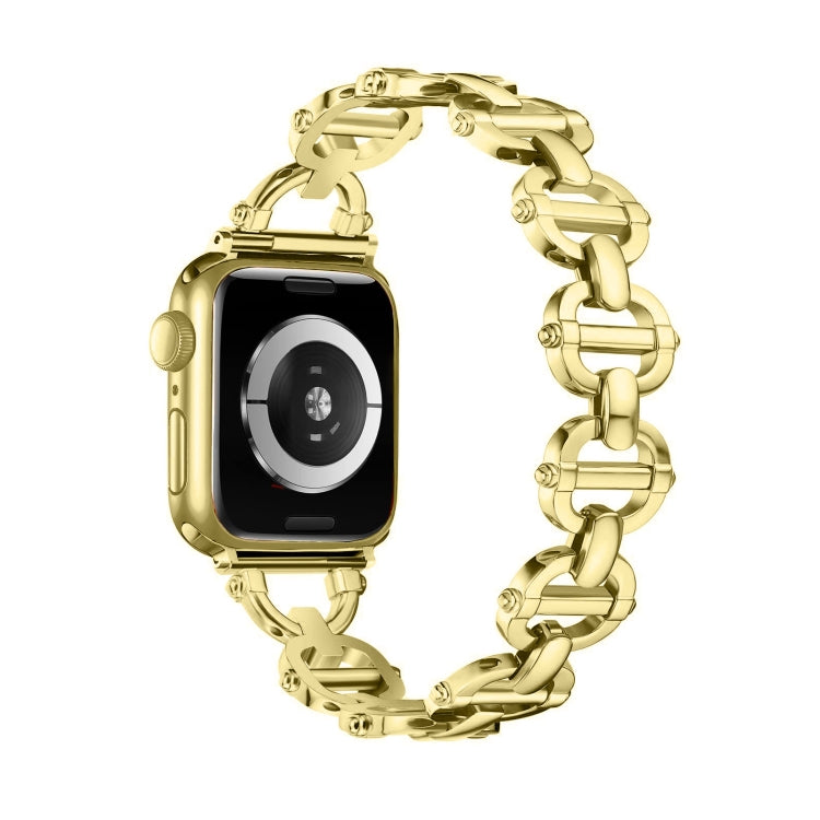 Ladder Buckle Metal Watch Band For Apple Watch 8 41mm(Gold) by bashfashion