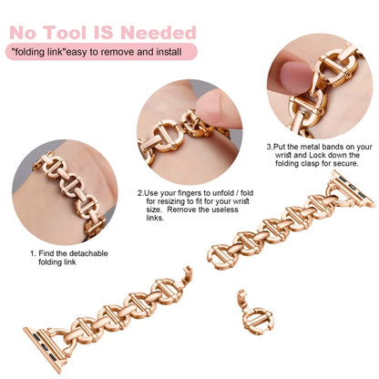 Ladder Buckle Metal Watch Band For Apple Watch 7 45mm(Rose Gold) by bashfashion