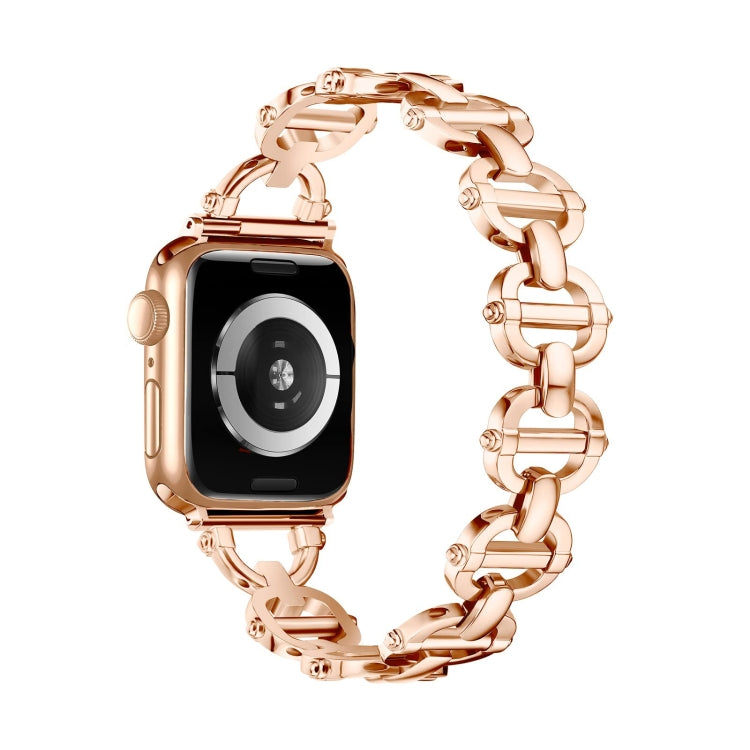 Ladder Buckle Metal Watch Band For Apple Watch SE 2022 44mm(Rose Gold) by bashfashion