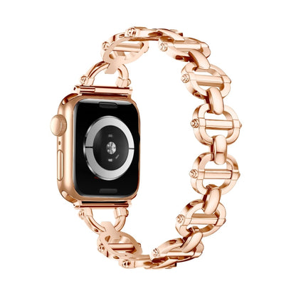 Ladder Buckle Metal Watch Band For Apple Watch SE 2022 44mm(Rose Gold) by bashfashion