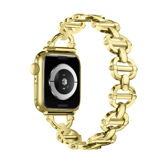 Ladder Buckle Metal Watch Band For Apple Watch SE 44mm(Gold) by bashfashion