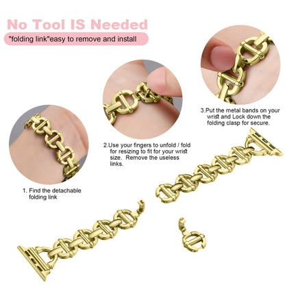 Ladder Buckle Metal Watch Band For Apple Watch SE 44mm(Gold) by bashfashion