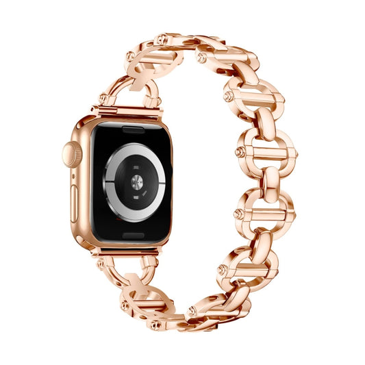 Ladder Buckle Metal Watch Band For Apple Watch SE 44mm(Rose Gold) by bashfashion