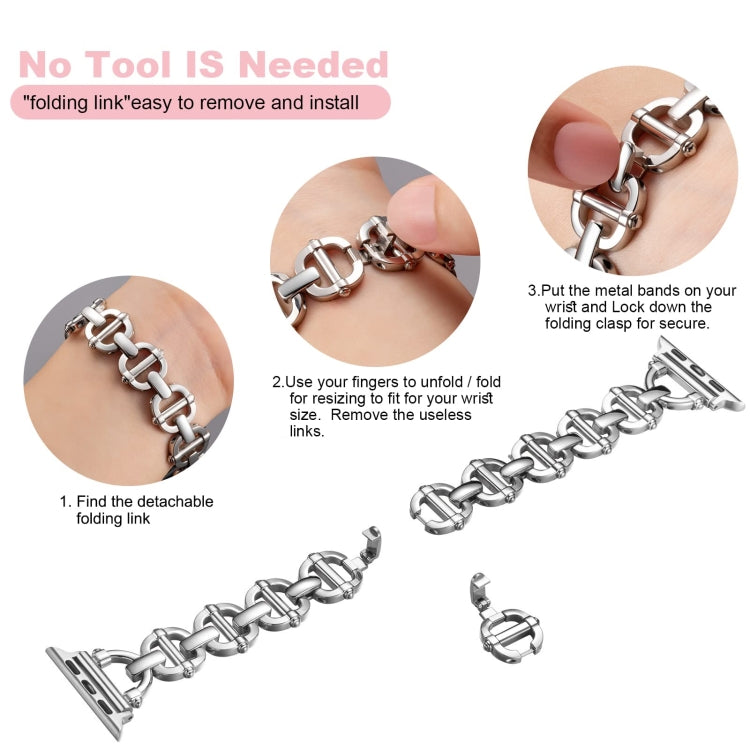 Ladder Buckle Metal Watch Band For Apple Watch SE 44mm(Silver) by bashfashion