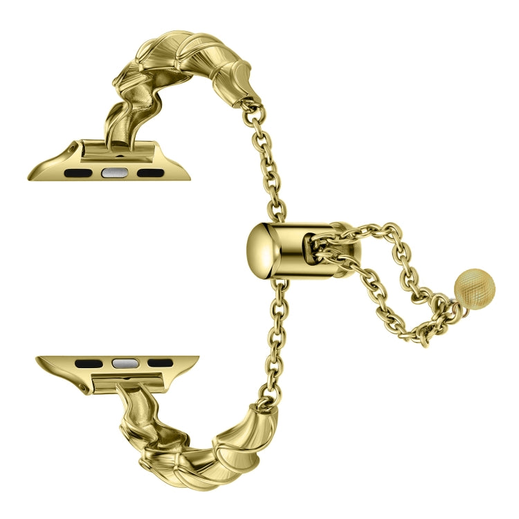 Ribbon Wave Metal Watch Band For Apple Watch 8 41mm(Gold) by bashfashion