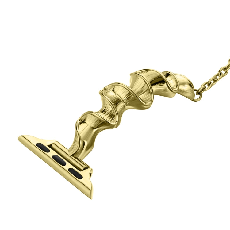 Ribbon Wave Metal Watch Band For Apple Watch 8 41mm(Gold) by bashfashion