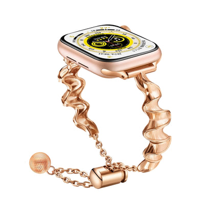 Ribbon Wave Metal Watch Band For Apple Watch 8 41mm(Rose Gold) by bashfashion