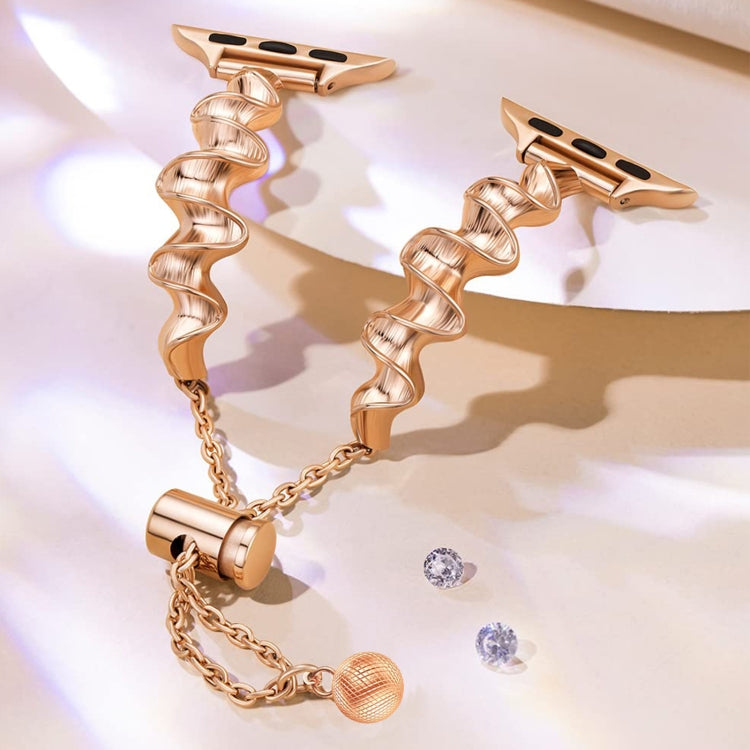 Ribbon Wave Metal Watch Band For Apple Watch 8 41mm(Rose Gold) by bashfashion