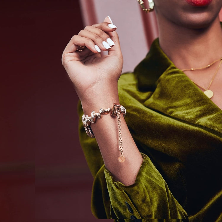 Ribbon Wave Metal Watch Band For Apple Watch 8 45mm(Rose Gold) by bashfashion