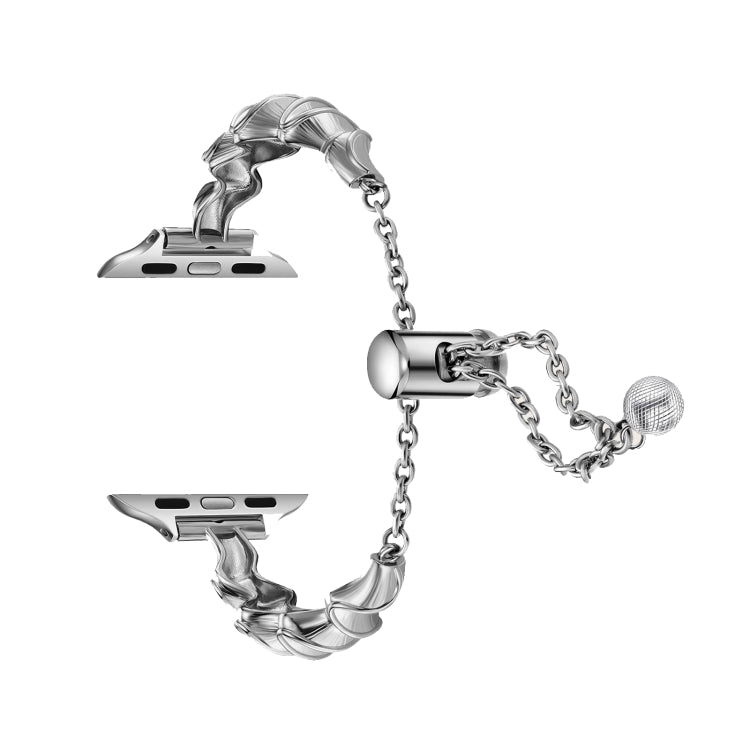 Ribbon Wave Metal Watch Band For Apple Watch 9 45mm(Silver) by bashfashion