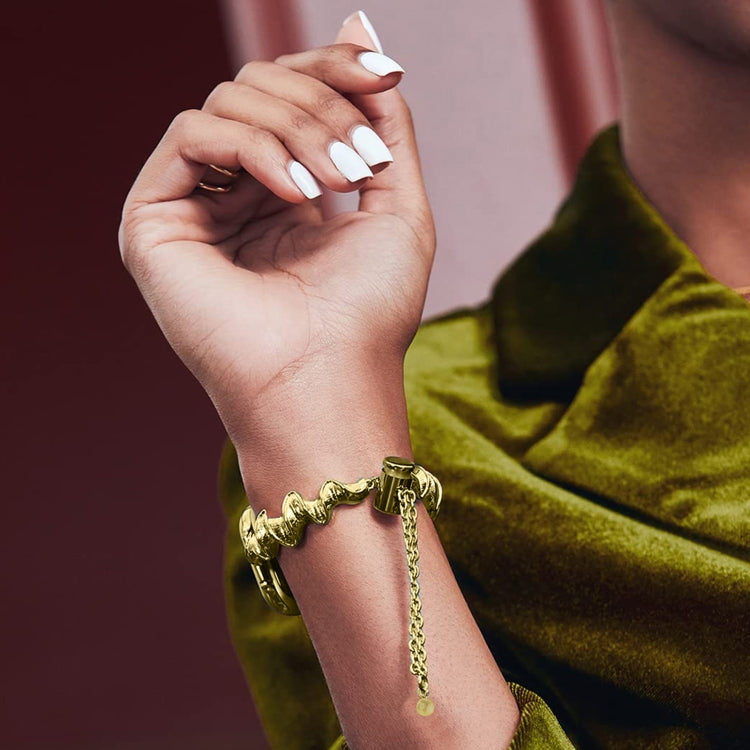 Ribbon Wave Metal Watch Band For Apple Watch 9 41mm(Gold) by bashfashion