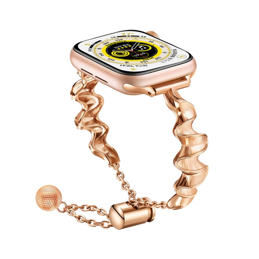 Ribbon Wave Metal Watch Band For Apple Watch 9 41mm(Rose Gold) by bashfashion