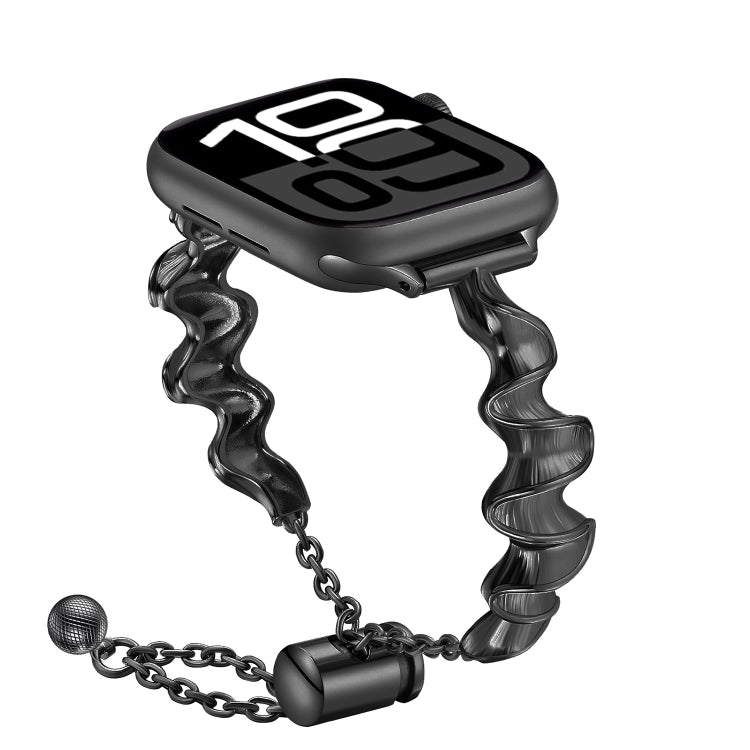 Ribbon Wave Metal Watch Band For Apple Watch Series 10 42mm(Black) by bashfashion