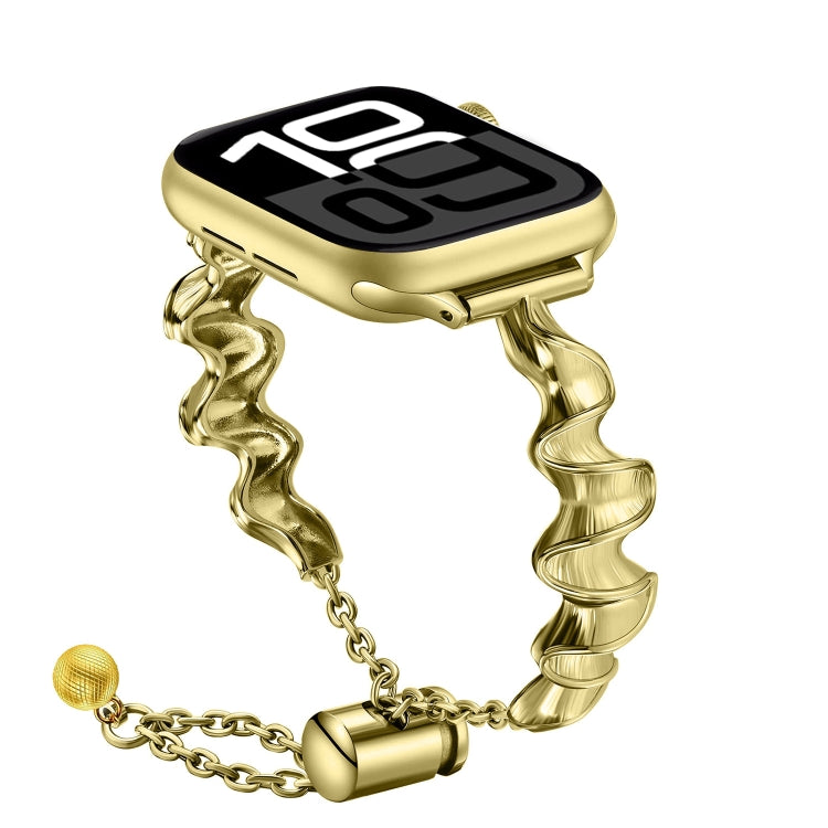 Ribbon Wave Metal Watch Band For Apple Watch Series 10 46mm(Gold) by bashfashion