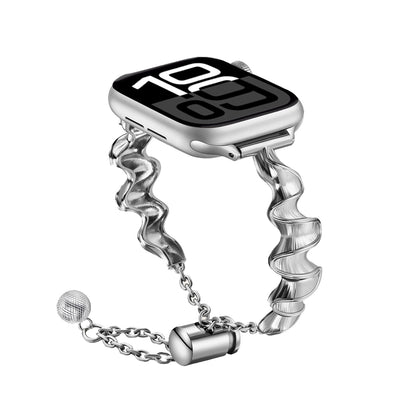 Ribbon Wave Metal Watch Band For Apple Watch Series 10 46mm(Silver) by bashfashion