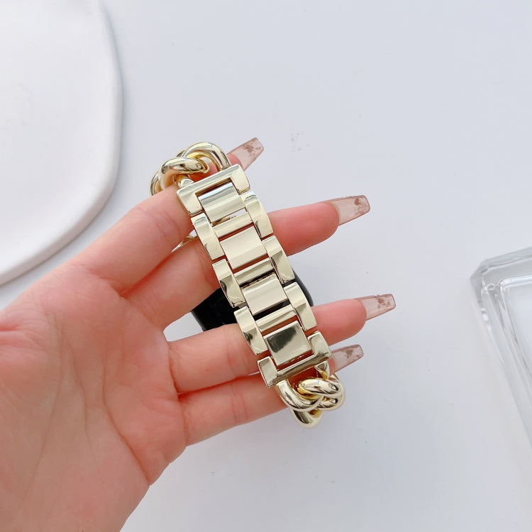 Big Denim Chain Metal Watch Band For Apple Watch 7 41mm(Gold) by bashfashion