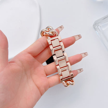 Big Denim Chain Metal Watch Band For Apple Watch 7 45mm(Rose Gold) by bashfashion