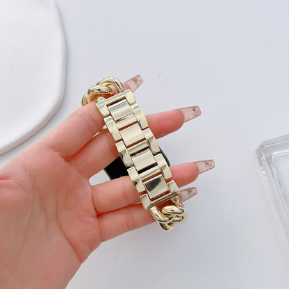 Big Denim Chain Metal Watch Band For Apple Watch SE 2023 44mm(Gold) by bashfashion