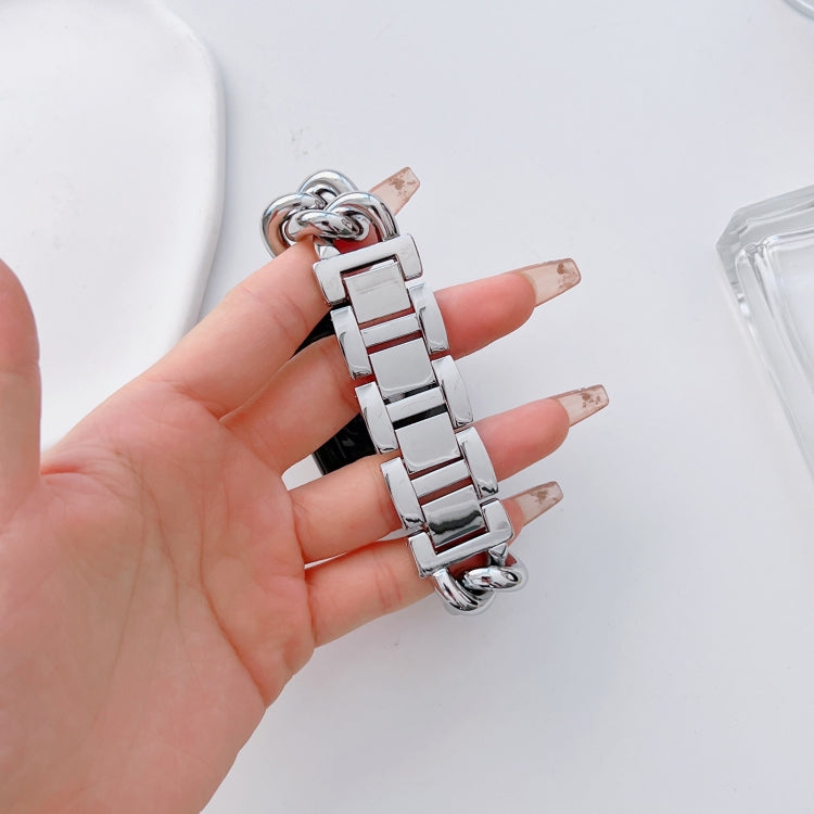 Big Denim Chain Metal Watch Band For Apple Watch SE 2023 44mm(Silver) by bashfashion