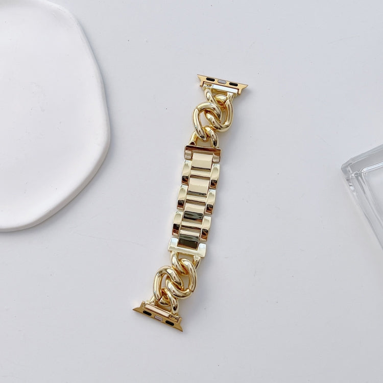 Big Denim Chain Metal Watch Band For Apple Watch SE 2023 40mm(Gold) by bashfashion