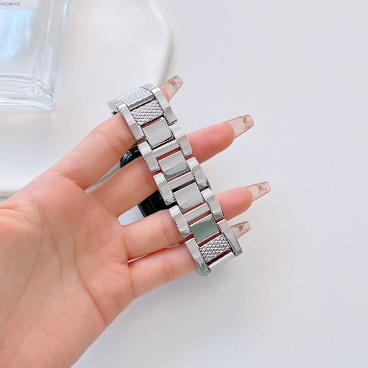 Plaid Metal Watch Band For Apple Watch Series 10 46mm(Silver) by bashfashion