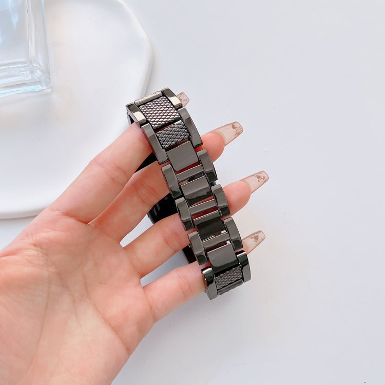 Plaid Metal Watch Band For Apple Watch Series 10 46mm(Black) by bashfashion