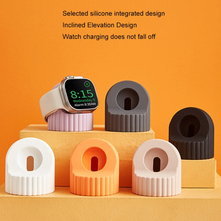 For Apple Watch Wave Pattern Silicone Watch Charging Stand(Orange) by bashfashion