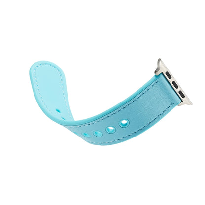 For Apple Watch Ultra 49mm&Watch Ultra 2 49mm / Series 9&8&7 45mm / SE 3&SE 2&6&SE&5&4 44mm / 3&2&1 42mm Single Buckle TPU+ Genuine Leather Watch Band(Light Blue) by bashfashion