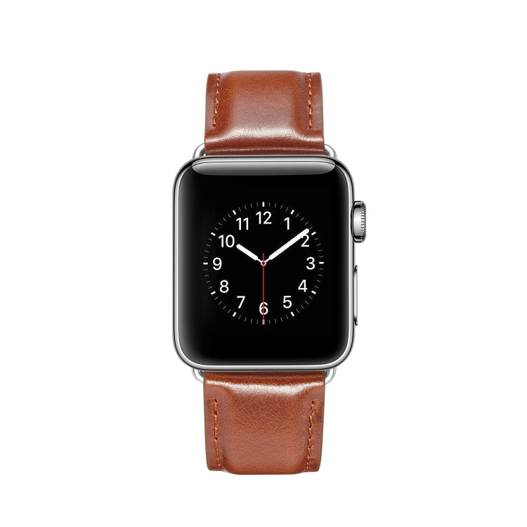 For Apple Watch Series 7 45mm / 6 & SE & 5 & 4 44mm / 3 & 2 & 1 42mm Crazy Horse Texture Top-grain Leather Watch Band(Light Brown) by bashfashion
